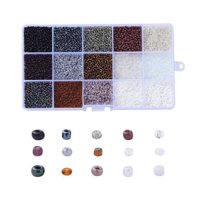 DIY Box With 15 Colors Seed Beads (2mm, Approx. 200g) - Uniq Perler - 355123