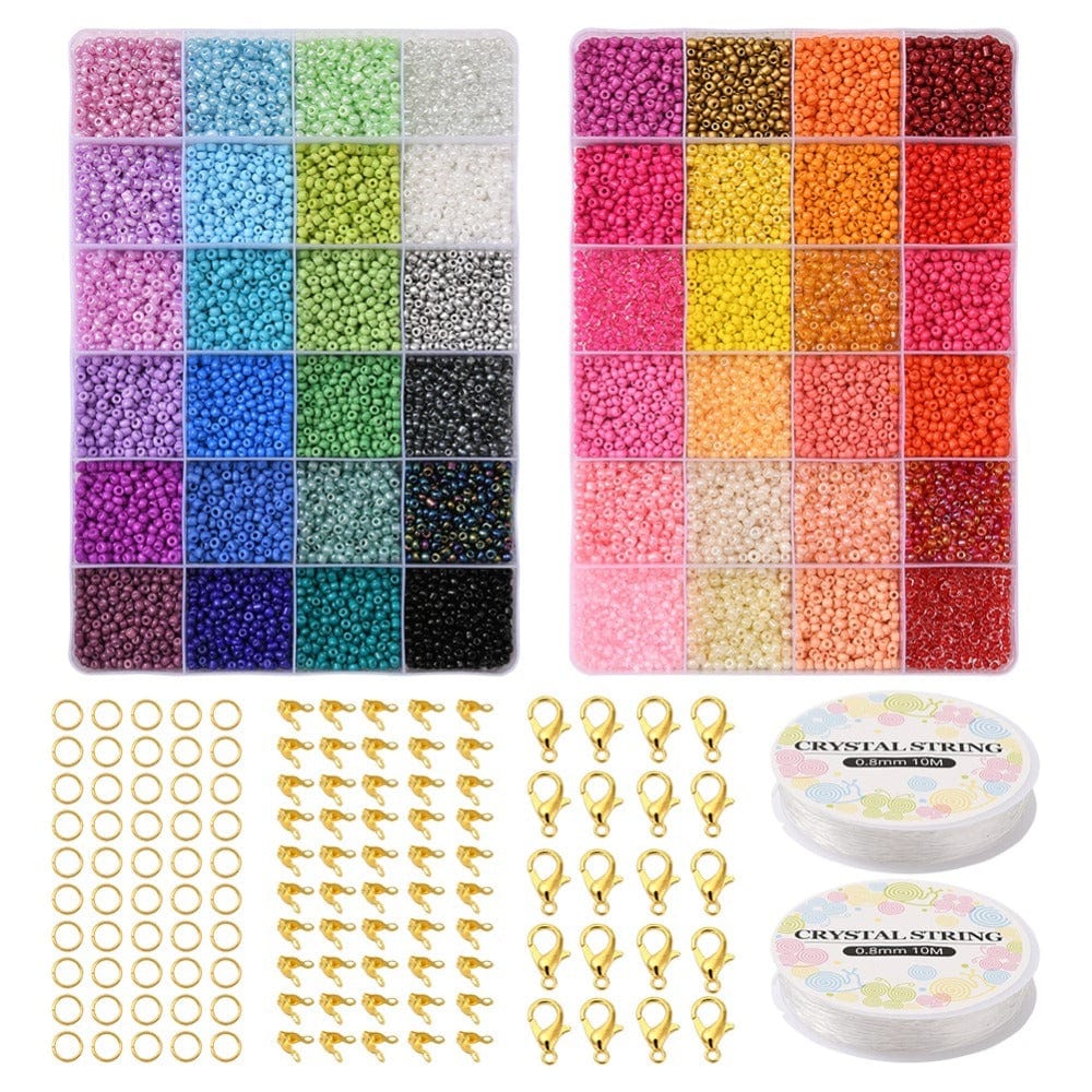 DIY Kasse Med Seed Beads, Bogstaver, Vedhæng M.M. - Uniq Perler - 38694
