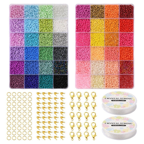 DIY Kasse Med Seed Beads, Bogstaver, Vedhæng M.M. - Uniq Perler - 38694