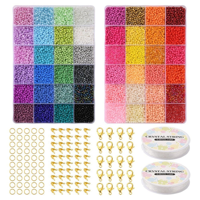 DIY Kasse Med Seed Beads, Bogstaver, Vedhæng M.M. - Uniq Perler - 38694