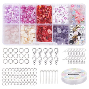 DIY Set Med Natursten, Öronkrokar, Smyckesmaterial Och Elastik - Uniq Perler - 0000013468