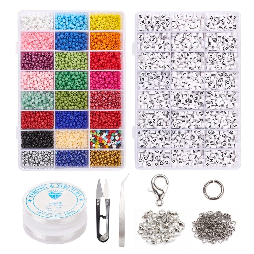 DIY Smykkesæt – Seed Beads, Bogstav Perler, Elastik & Værktøj - Uniq Perler - 127373737