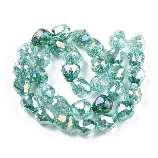 Dråbeformet Glasperler, Grøn/Blå, (10,5x10mm) - Uniq Perler - 76589678576