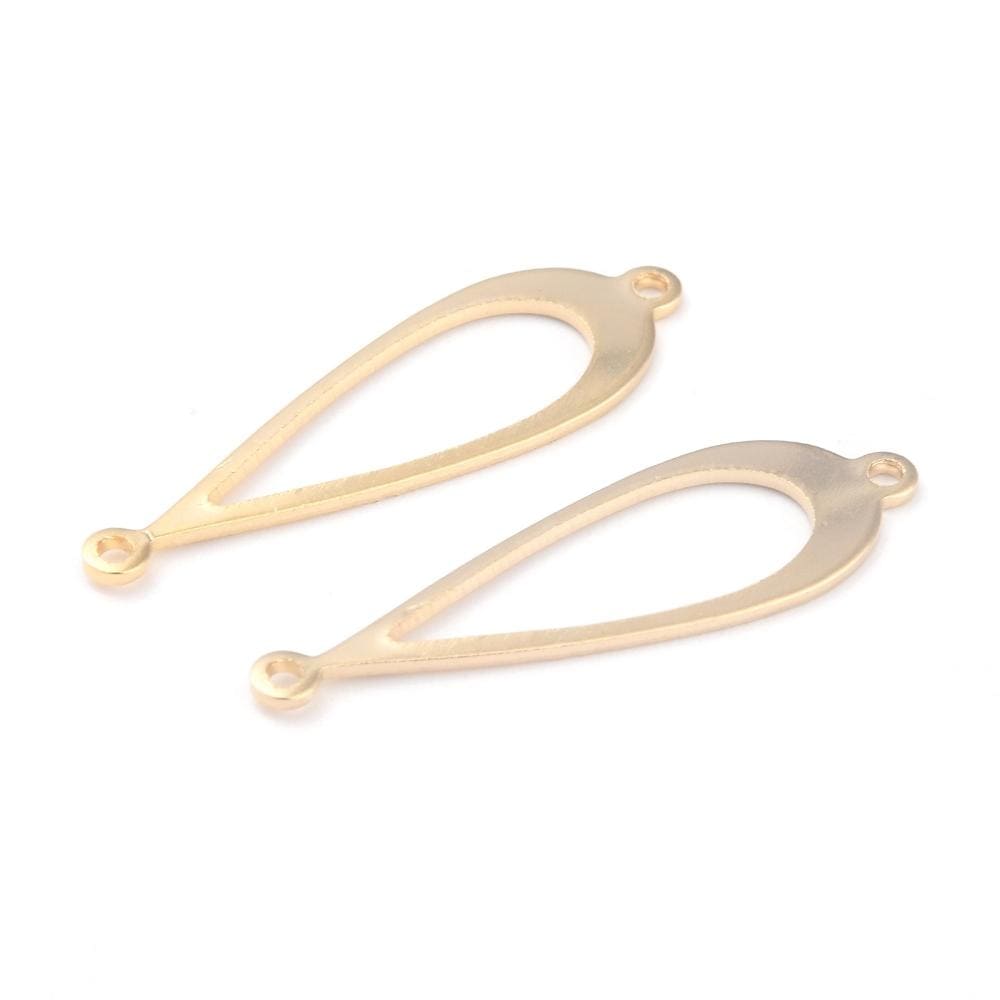 Dråbeformet Mellemled, 24K Langtidsholdbar Forgyldning, (30x10mm) - Uniq Perler - 0000006895