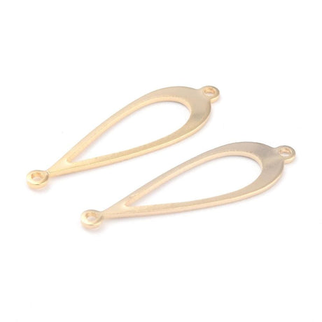 Dråbeformet Mellemled, 24K Langtidsholdbar Forgyldning, (30x10mm) - Uniq Perler - 0000006895