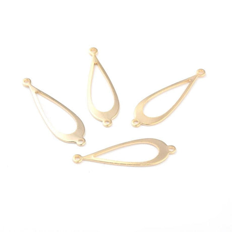 Dråbeformet Mellemled, 24K Langtidsholdbar Forgyldning, (30x10mm) - Uniq Perler - 0000006895