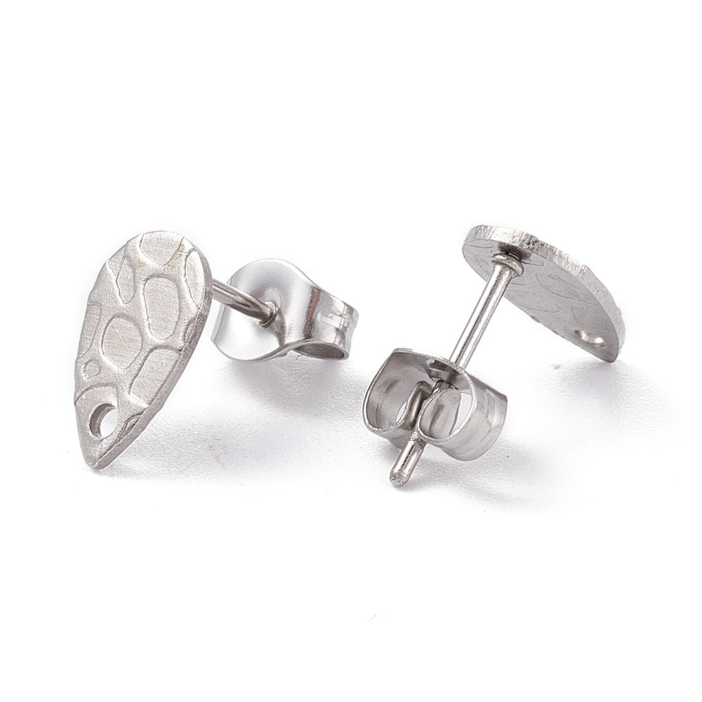 Dråbeformet Stål Ørestikkere, (10x5mm) - Uniq Perler - 0000008795