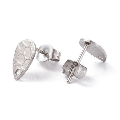 Dråbeformet Stål Ørestikkere, (10x5mm) - Uniq Perler - 0000008795