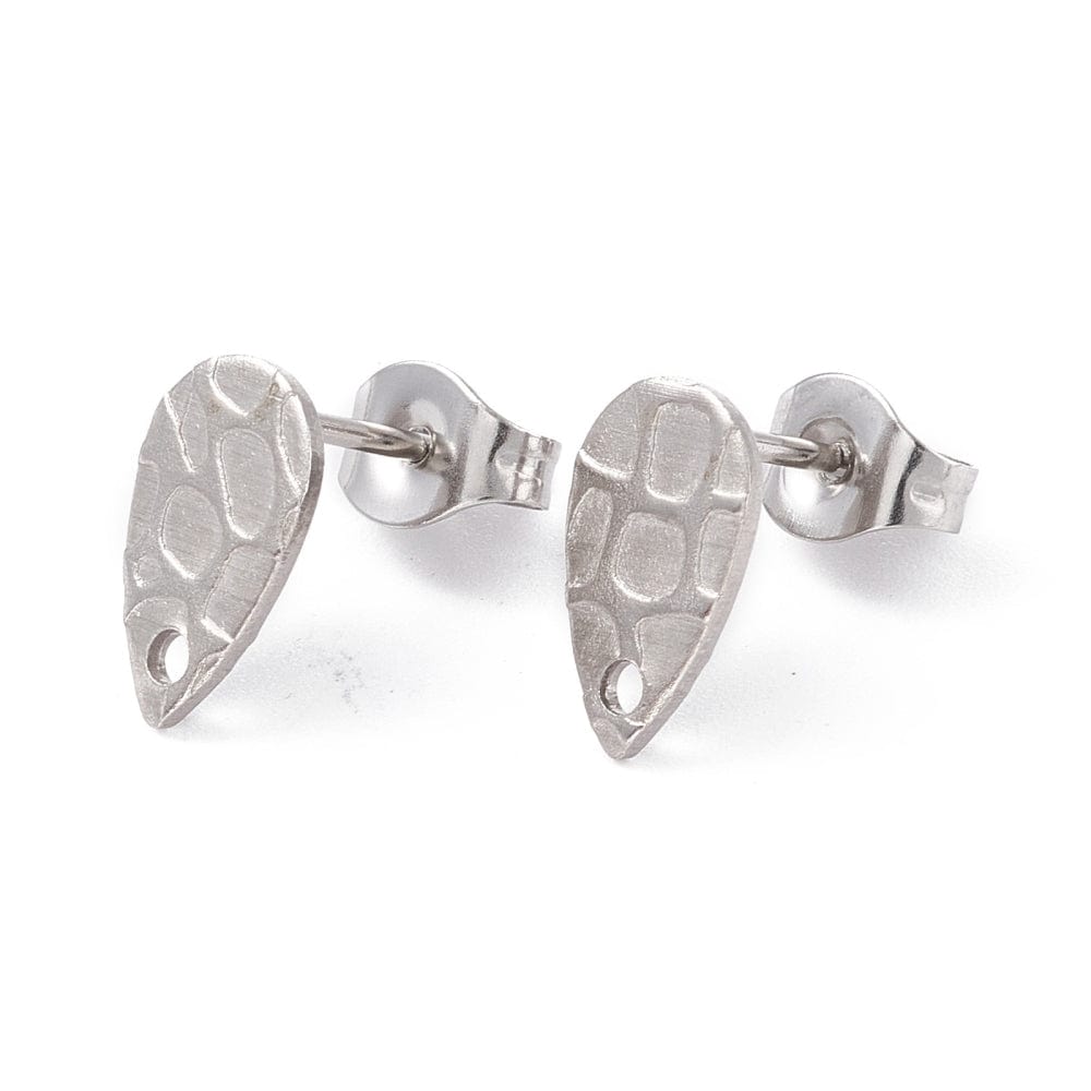 Dråbeformet Stål Ørestikkere, (10x5mm) - Uniq Perler - 0000008795