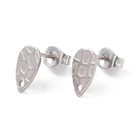 Teardrop Steel Ear studs, (10x5mm) - Uniq Perler - 0000008795