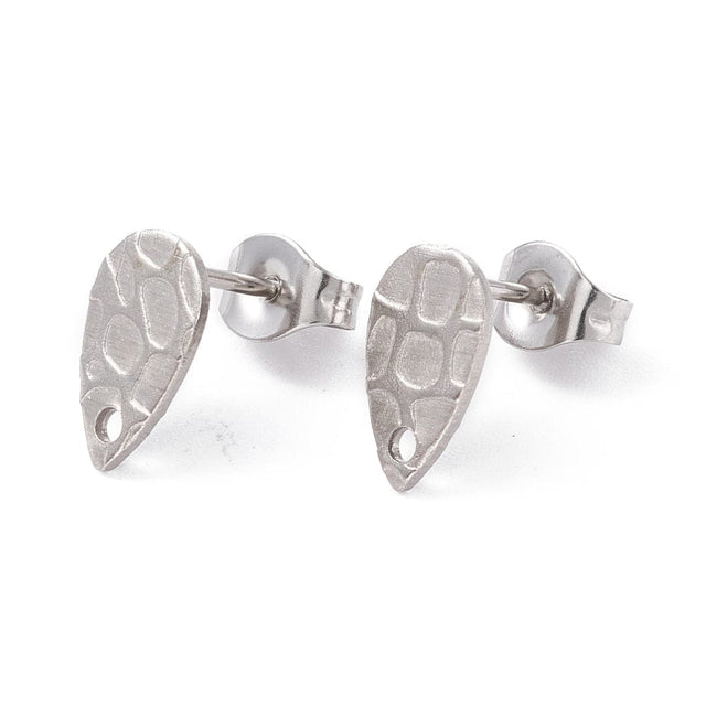 Dråbeformet Stål Ørestikkere, (10x5mm) - Uniq Perler - 0000008795