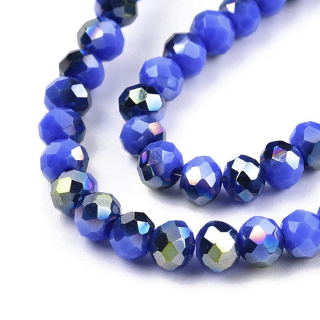 Elektroplated Glasperler - Blå, Rondel (4x3mm) - Uniq Perler - 0030423523