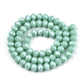 Elektropletterte Glassperler, Grønn, Fasett, (6x5mm) - Uniq Perler - 0000014013