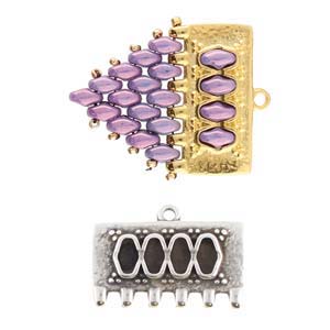 Endestykke / Lås Til Super Duo Perler – Antik Forsølvet (16,5x24,3mm) - Uniq Perler - 196444014748