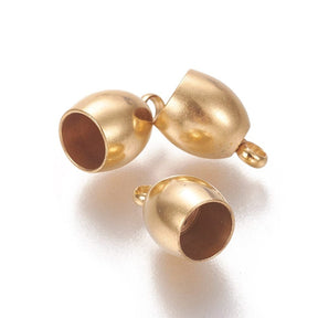End caps – 18K Gold-plated Steel, Oval (10.5x5mm, Hole size: 5mm) 5 pcs - Uniq Perler - 0000008672, 192986745673915261128848