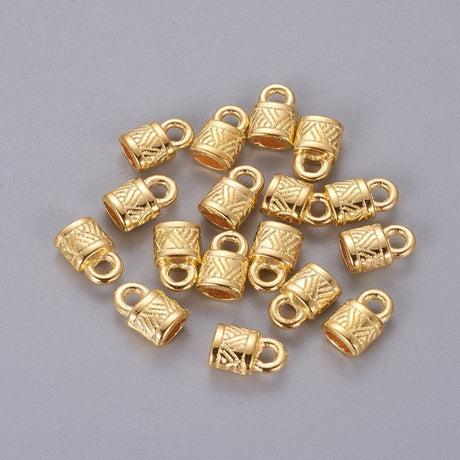 Endestykker – Antik 18K Forgyldt, Mønstret (10x6,5x4,5mm), 2 stk. - Uniq Perler - 0000011124, 120004345670915506914859