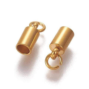 End caps I Gold-plated Steel, 9x4mm, 5 pcs - Uniq Perler - 0000002785