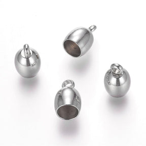 End caps – Steel, Oval Shape (10.5x7mm, Hole size: 5mm) 5 pcs - Uniq Perler - 0000008671