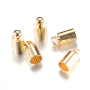 End caps for cord and chain – 18K Gold-plated Brass (8x3mm), 10 pcs - Uniq Perler - 118560645673915078205856, 0000010758