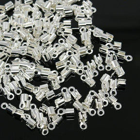 Endestykker/Crimp Ends, Forsølvet, 10x5x3mm, 10 stk - Uniq Perler - 085850