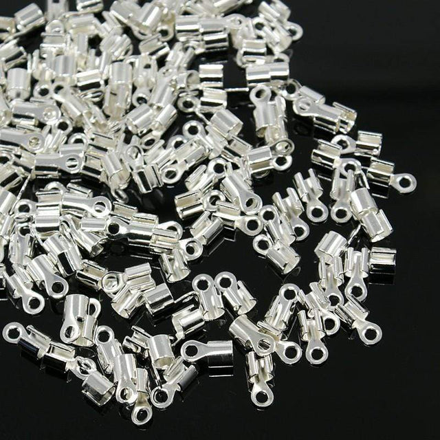 Endestykker/Crimp Ends, Forsølvet, 10x5x3mm, 10 Stk - Uniq Perler - 085850
