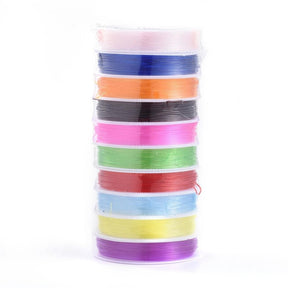 Farvet Elastiksnor – 0,8mm, 10 Ruller (60m) - Uniq Perler - 172652