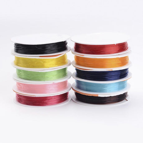 Farvet Elastiksnor – 0,8mm, 10 Ruller (60m) - Uniq Perler - 172652