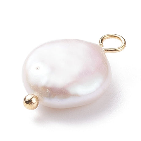 Ferskvandsperle Vedhæng, Forgyldt, Coin, 11x17mm - Uniq Perler - 0000012217