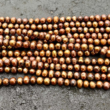 Ferskvandsperler – Brun/Bronze, Grade AA (4 - 5mm) - Uniq Perler - 26374500644