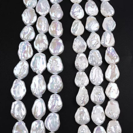 Ferskvandsperler – Hvid, Barok Let Dråbeformet, Grade AA (17 - 18mm) - Uniq Perler - 0000013591