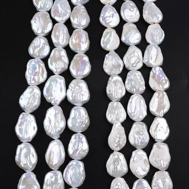 Ferskvandsperler – Hvid, Barok Let Dråbeformet, Grade AA (17 - 18mm) - Uniq Perler - 0000013591