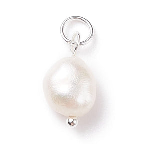 Freshwater Pearl Nugget Pendant with Brass (15x7mm, 10 pcs) - Uniq Perler - 564892