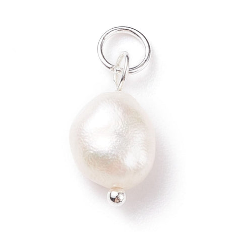 Ferskvandsperler Nugget Vedhæng med Messing (15x7mm, 10 stk) - Uniq Perler - 564892