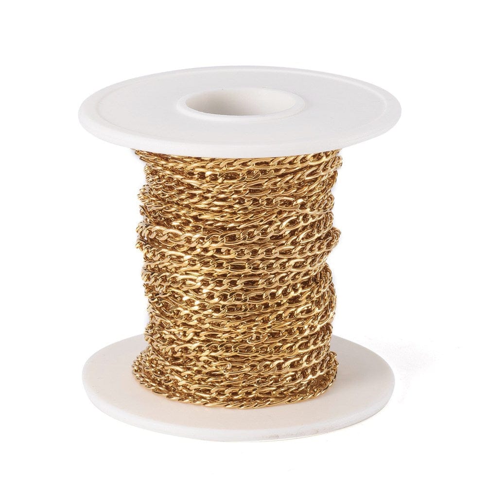 Figaro Kæde, Langtidsholdbar Forgyldt Stål, (4x3mm) - Uniq Perler - 738294