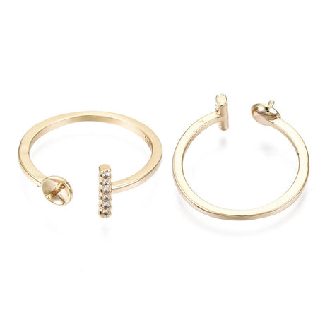 Fingerring Til Topboret Perle – Forgyldt, Justerbar (18mm) - Uniq Perler - 0056102311