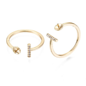 Finger Ring For Top-drilled Pearl – Gold-plated, Adjustable (18mm) - Uniq Perler - 0056102311