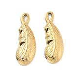 Fjer Vedhæng, Forgyldt Stål, 19x5mm - Uniq Perler - 13245