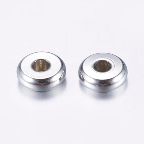 Flade Stål Perler, 6x2mm, 25 Stk - Uniq Perler - 0000008057