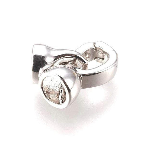 Fold Over Lås Med Zirkonia Sten, Forsølvet Messing,(12x6mm) - Uniq Perler - 277331