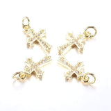 Forgyldt Kors Med Flotte Zirkonia Sten, 15x10mm - Uniq Perler - 0000003463