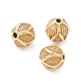 Forgyldt Stål Perle Med Flot Mønster, 9,5mm - Uniq Perler - 0000013065