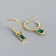 Forgyldt Sterling Sølv Øreringe Med Grønt Zirkonia Vedhæng - Uniq Perler - 138663
