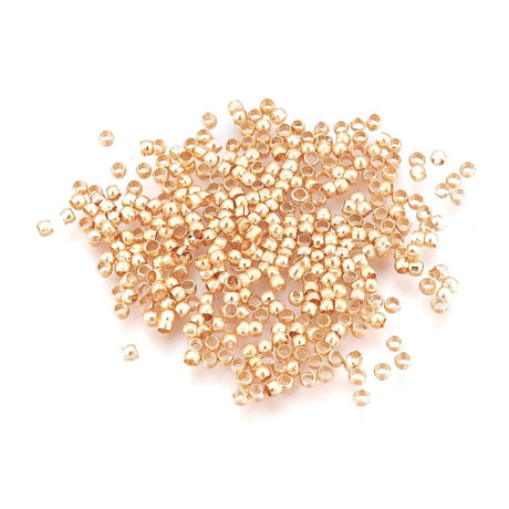 Forgyldte Klemmeperler - Messing (2x3mm, Hul 2mm, ca. 100 stk) - Uniq Perler - 578642