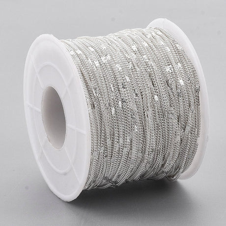 Forsølvet Kæde Med Flot Mønster, 1,2x1x0,3mm - Uniq Perler - 363010