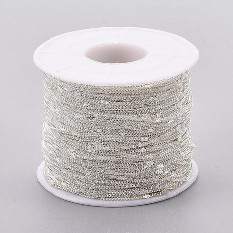 Forsølvet Kæde Med Flot Mønster, 1,2x1x0,3mm - Uniq Perler - 363010