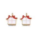 Gave Vedhæng Med Emalje, Forgyldt, 16x15x4mm, 6 Stk - Uniq Perler - 666741