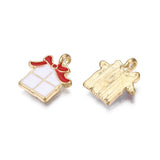 Gave Vedhæng Med Emalje, Forgyldt, 16x15x4mm, 6 Stk - Uniq Perler - 666741