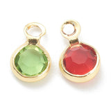 Glas Charms Vedhæng, Farve Mix, Forgyldt, 7,5x5x2mm, (20 Stk) - Uniq Perler - 0000007770