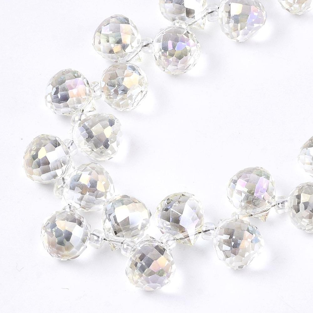 Glas Dråber, Klar, AB Facetteret, 9,5x8mm, 50 Stk - Uniq Perler - 0000007474