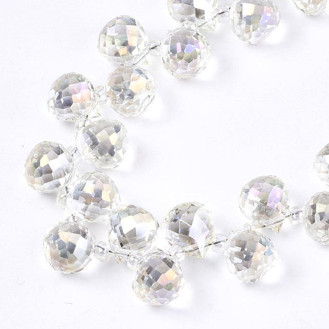 Glas Dråber, Klar, AB Facetteret, 9,5x8mm, 50 Stk - Uniq Perler - 0000007474